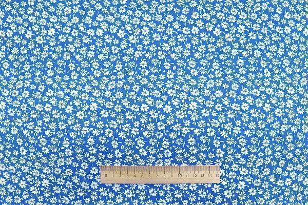 Штапель принт/цветы белые на синем 1374-PY/D#37/C#4