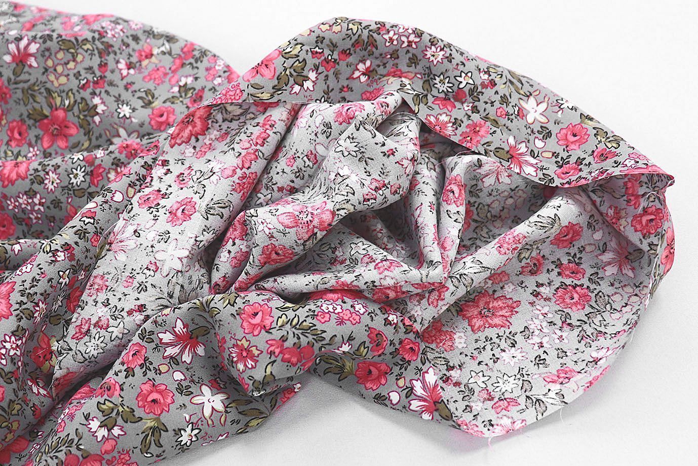 Штапель принт/цветы розовые на сером 3861-PY/D#1/C#1