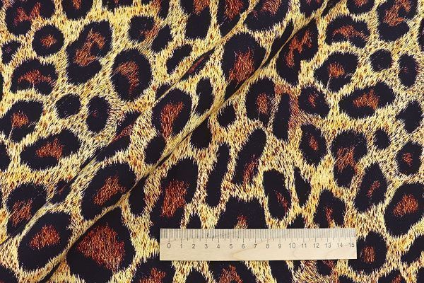 Штапель принт/леопард черно-коричневый на желтом 1375-PY/D#7/C#1