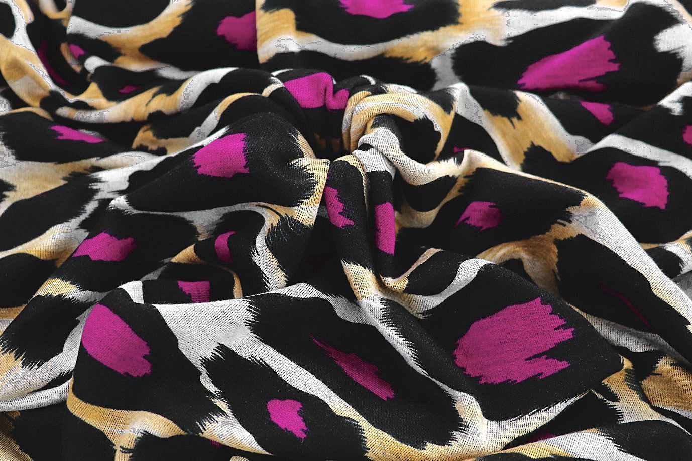 Трикотаж "Модал" принт/черно-малиновый на желтом 3561-PY/D#13/C#2