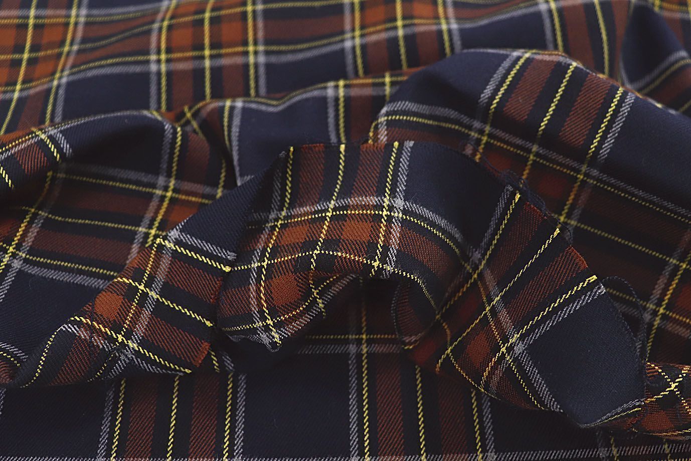 Костюмная ткань принт/клетка желто-коричневая на синем 3572-PY/D#16/C#1 (11385)