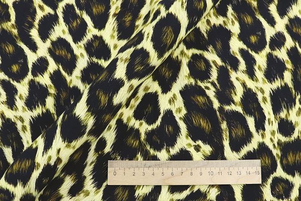 Штапель принт/леопард черно-зеленый на желтом 1375-PY/D#11/C#1