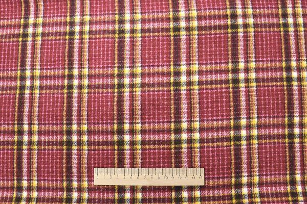 Пальтовая ткань принт/клетка черно-желто-вишневая AP210901069/D#908-2113/C#2
