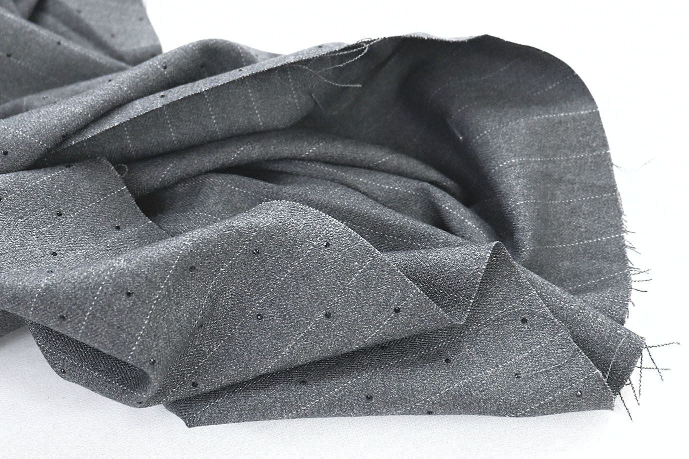 Костюмная ткань со стразами/серый VT-11807/D#1/C#2