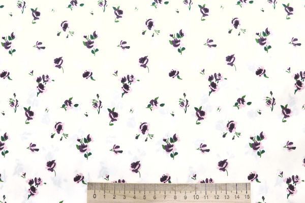 Шелк сатин принт/цветы розово-зеленые на молочном 4104-PY/D#2/C#2