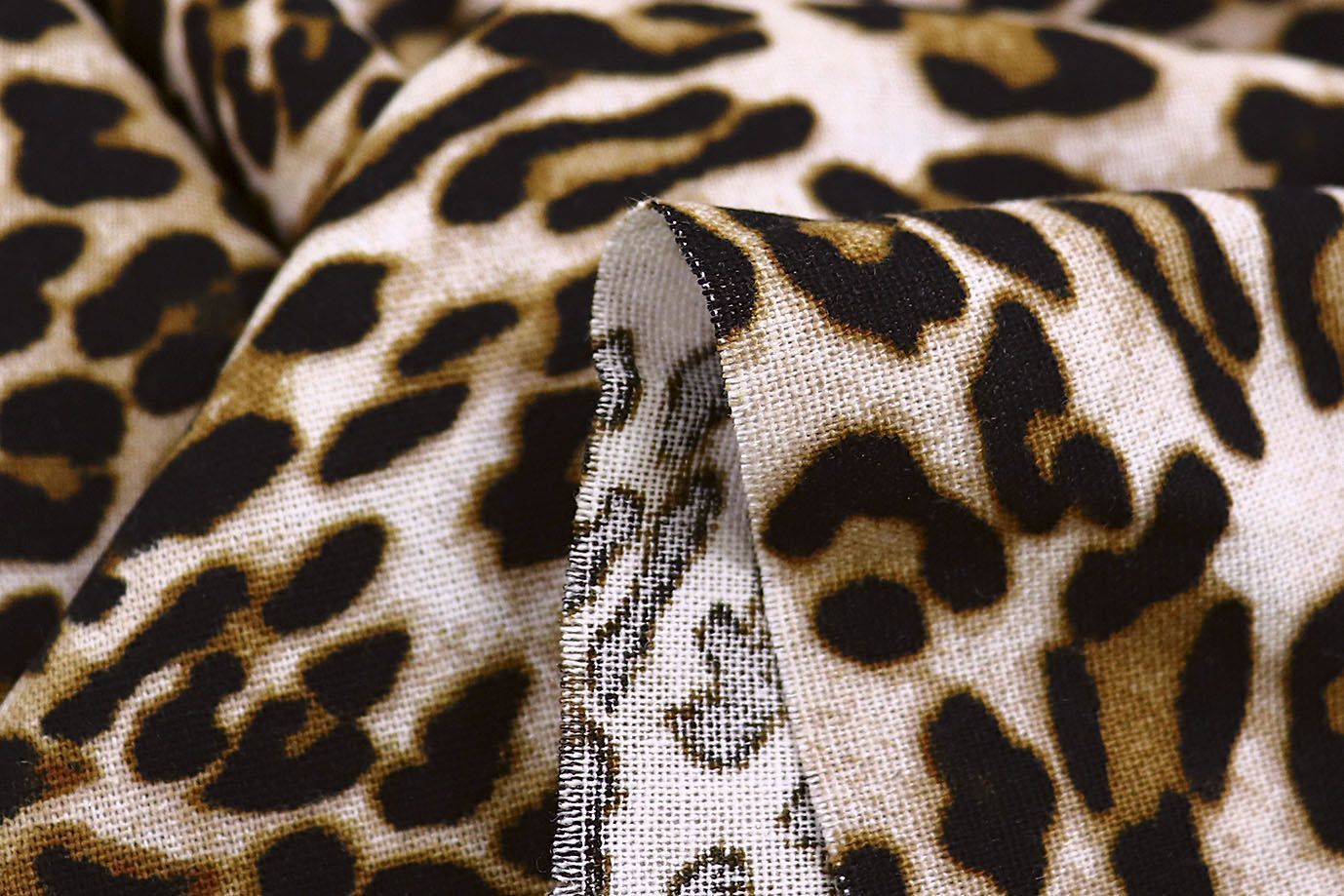 Лен принт/леопард черно-коричневый 3867-PY/D#7/C#1