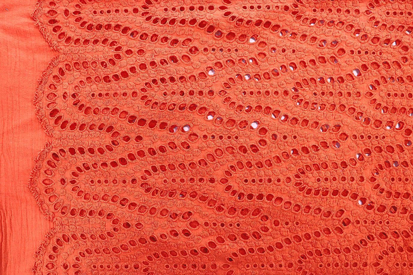 Хлопок "Батист" жатка с вышивкой/терракотовый 3202-PY/D#3/C#7 (EU4272)