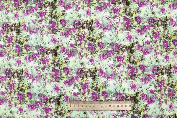 Штапель принт/цветы сиреневые на фисташковом 4205-PY/D#31/C#1