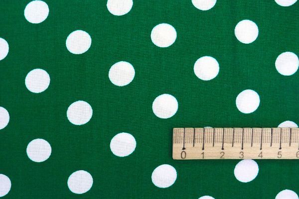 Штапель принт/горох белый на темно-зеленом 3660-PY/D#10/C#5