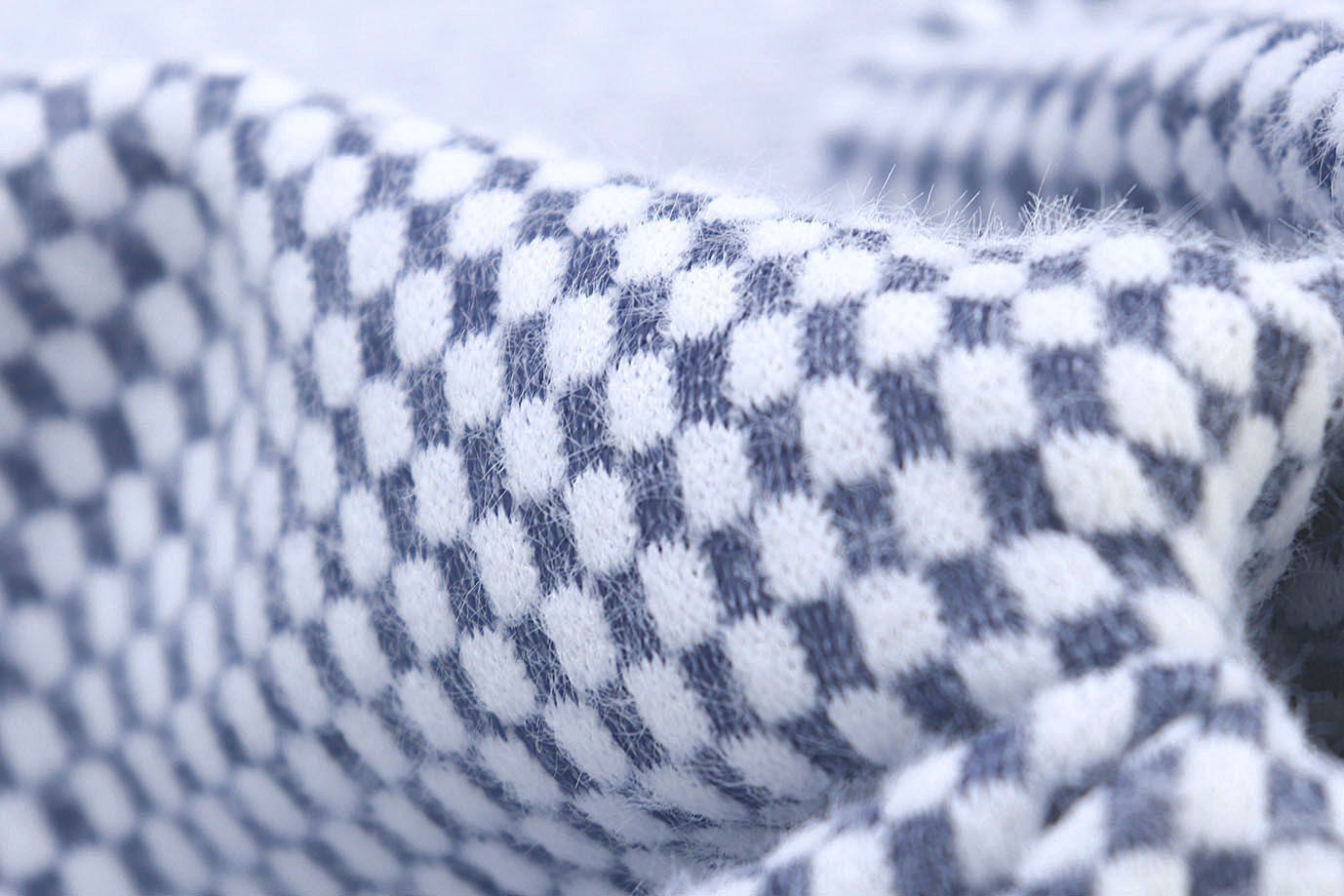 Трикотаж "Альпака" жаккард/клетка бело-синяя 3761-PY/D#1/C#2