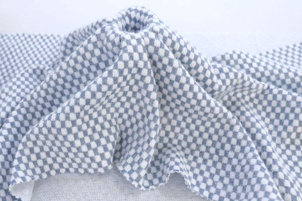 Трикотаж "Альпака" жаккард/клетка бело-голубая 3761-PY/D#1/C#5