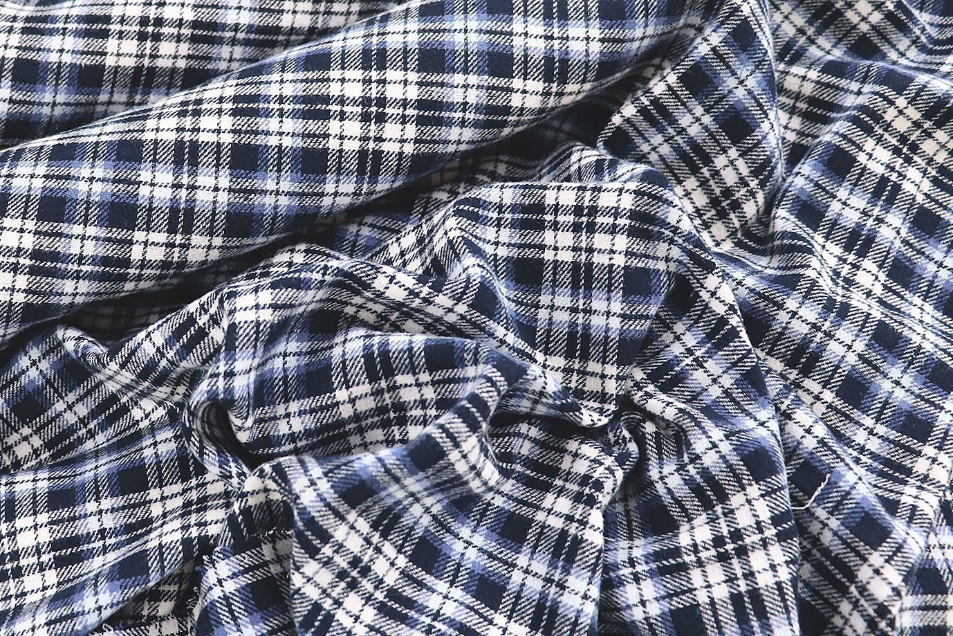 Рубашечная ткань принт/клетка бело-синяя 4015-PY/D#5233D