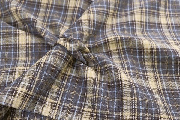 Рубашечная ткань принт/клетка желто-голубая на темно-сером 1418-PY/D#15/C#3