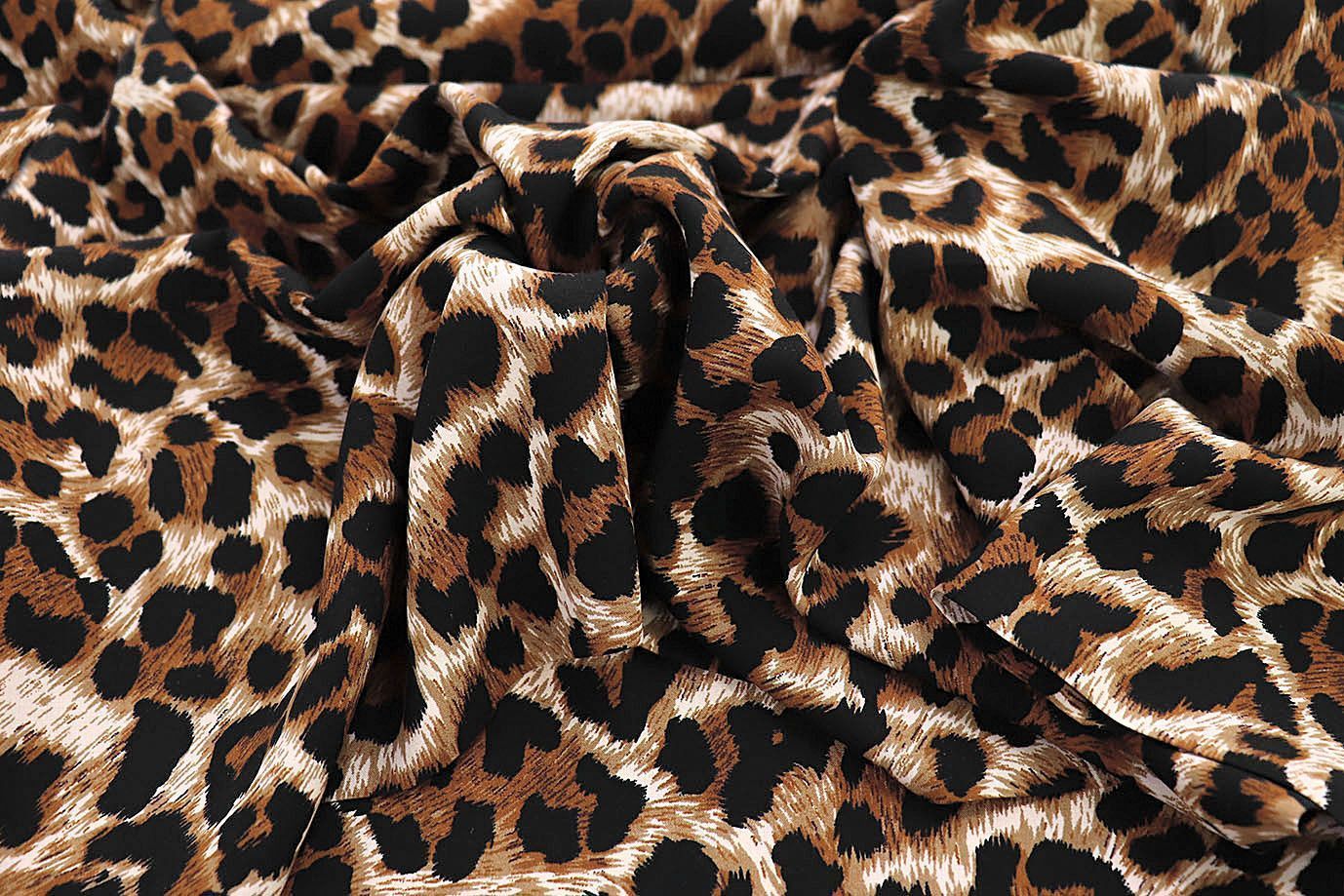 Штапель принт/леопард черно-коричневый на молочном 3861-PY/D#6/C#1