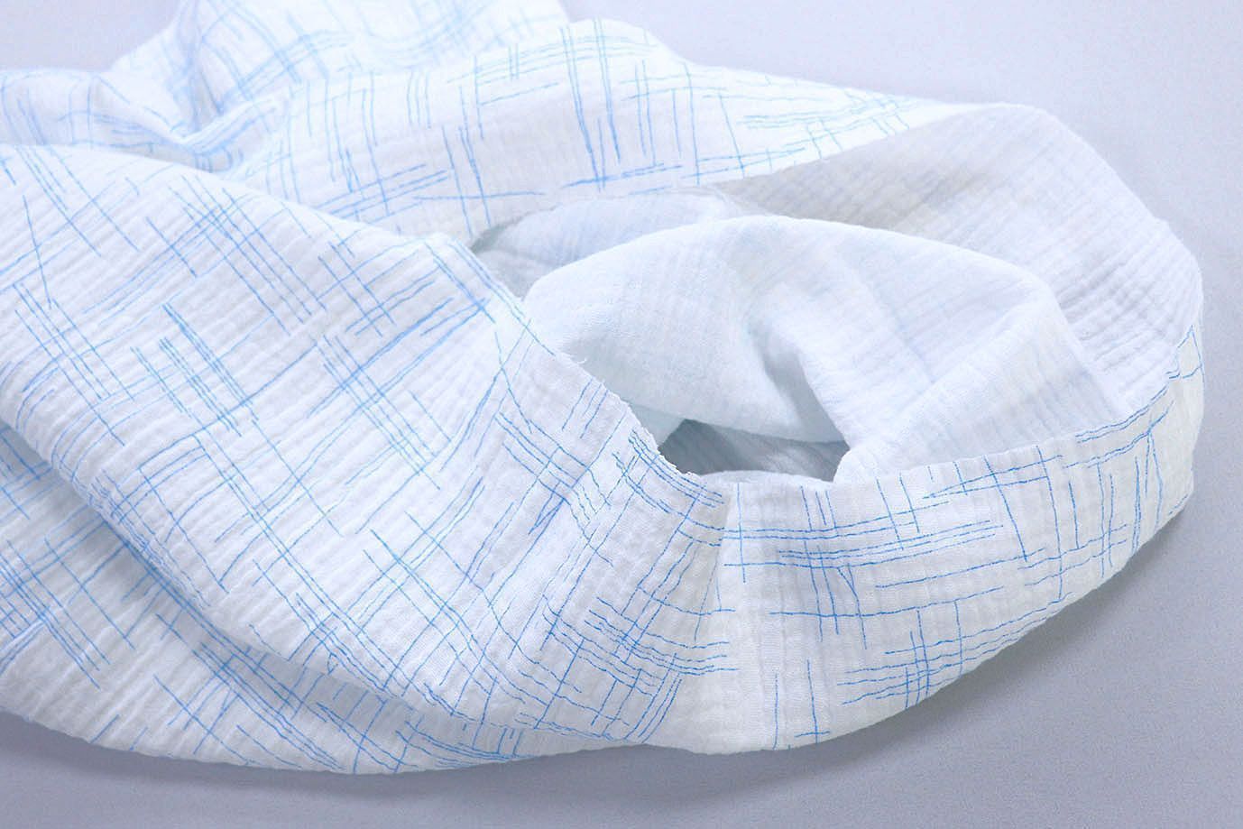 Муслин принт/голубой на белом 1393-PY/D#8/C#2