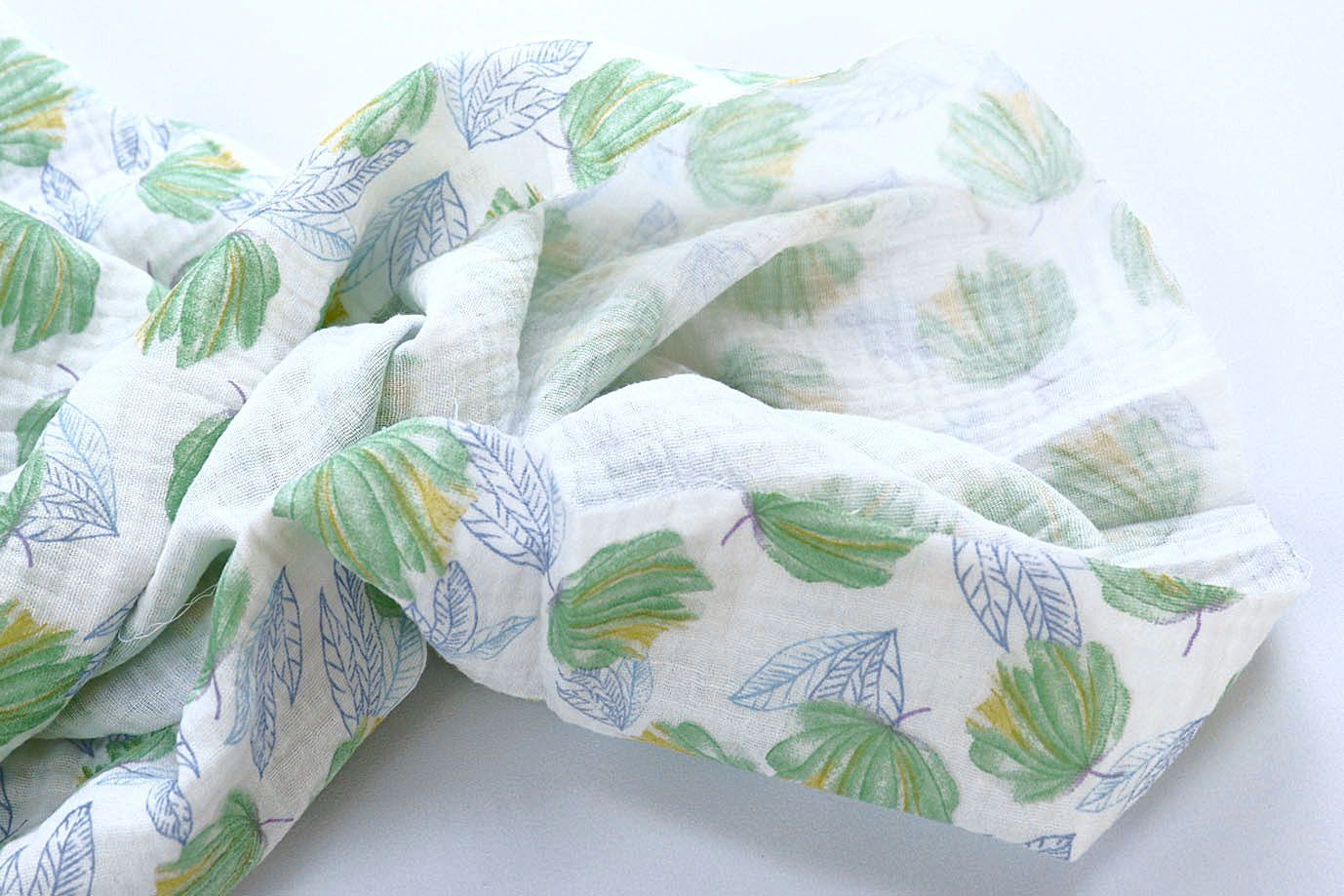 Муслин принт/цветы сине-зеленые на белом 4082-PY/D#7/C#3