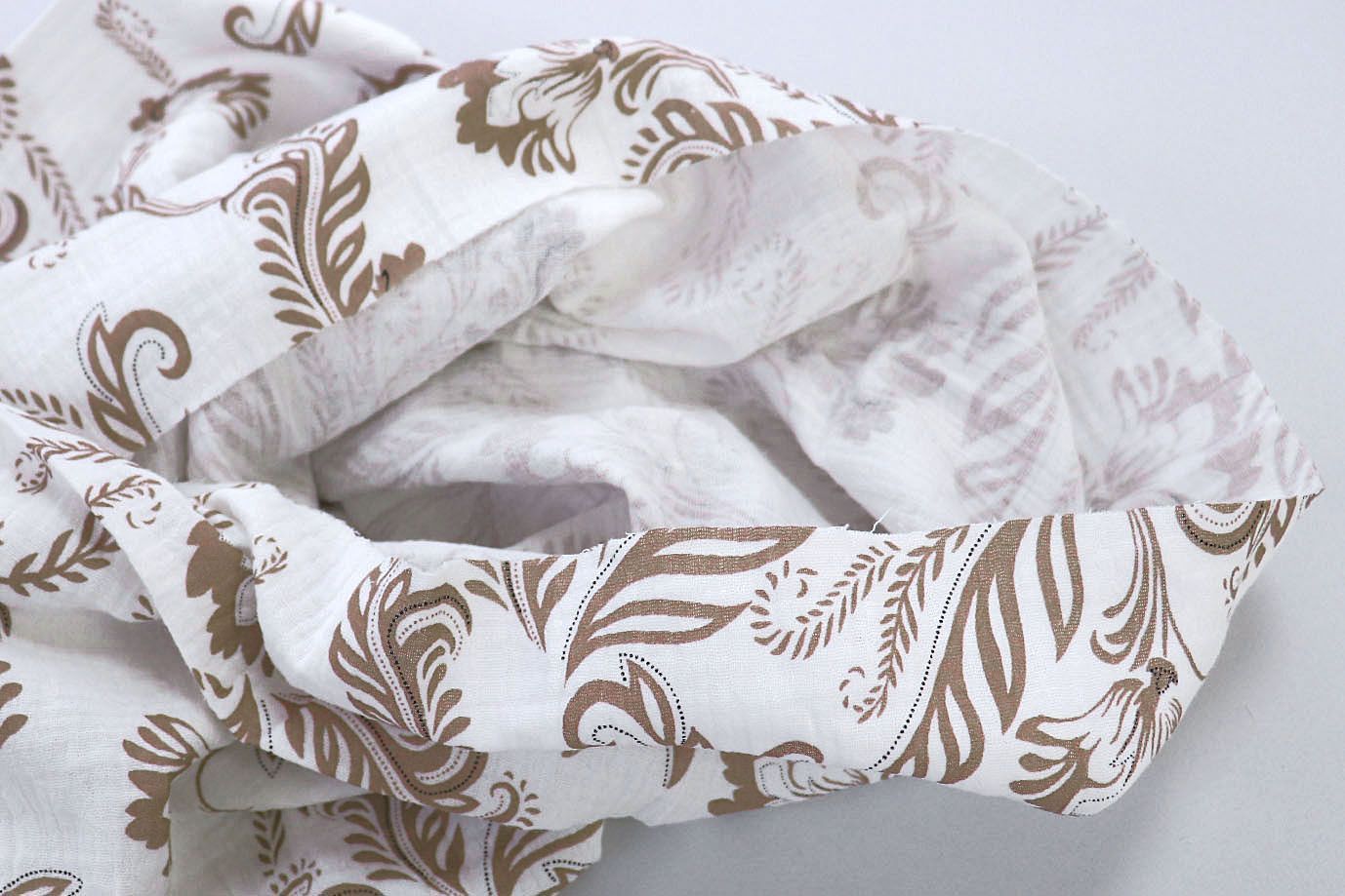 Муслин принт/цветы коричневые на белом 1393-PY/D#4/C#1