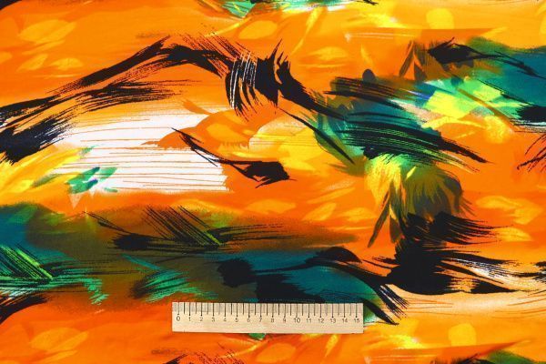 Трикотаж масло браш принт/оранжево-зеленый SSR-707A/D#17/C#1 (15881)