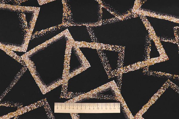 Трикотаж "Модал" Милано принт/квадраты бежевые на черном VT-11690/D#2/C#1