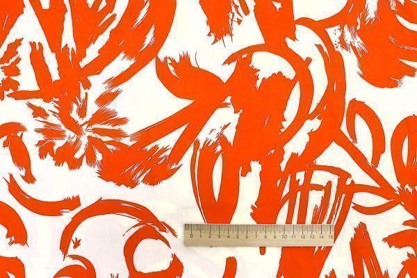 Штапель принт/оранжево-молочный 1374-PY/D#17/C#7