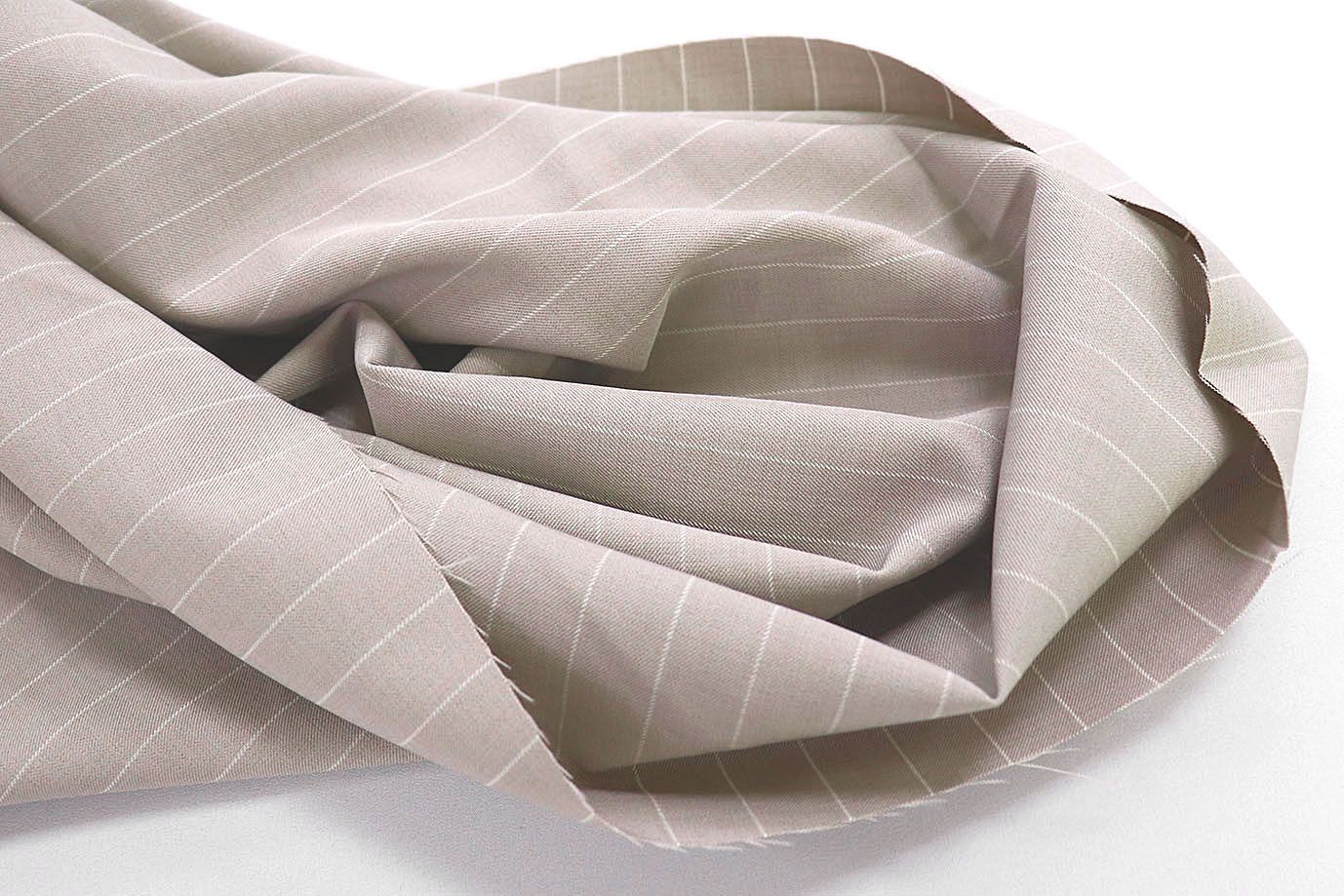 Костюмная ткань принт/полоска белая на бежевом 3963-PY/C#6