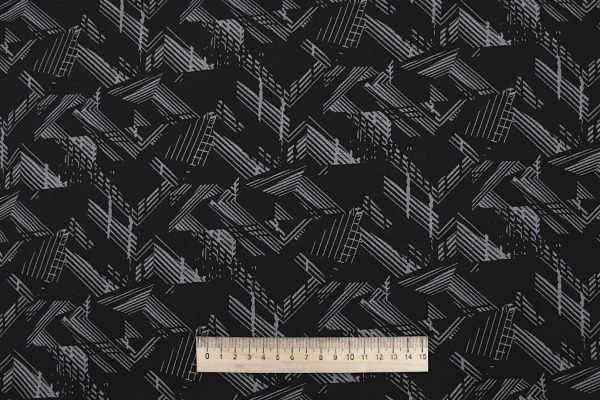 Штапель принт/серый на черном 4205-PY/D#19/C#1