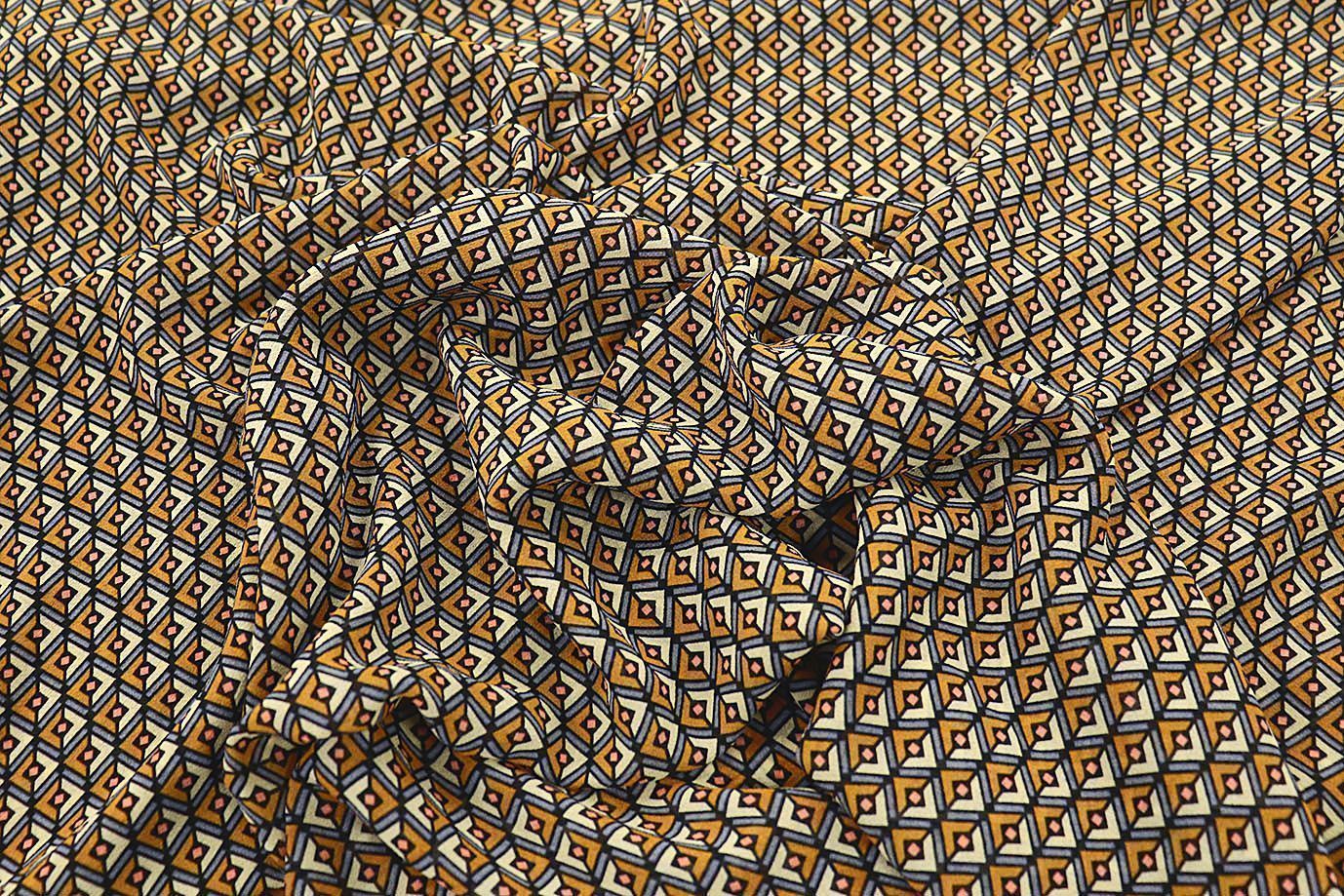 Шифон принт/горчично-бежевый 3391-PY/D#9769-67/C#3