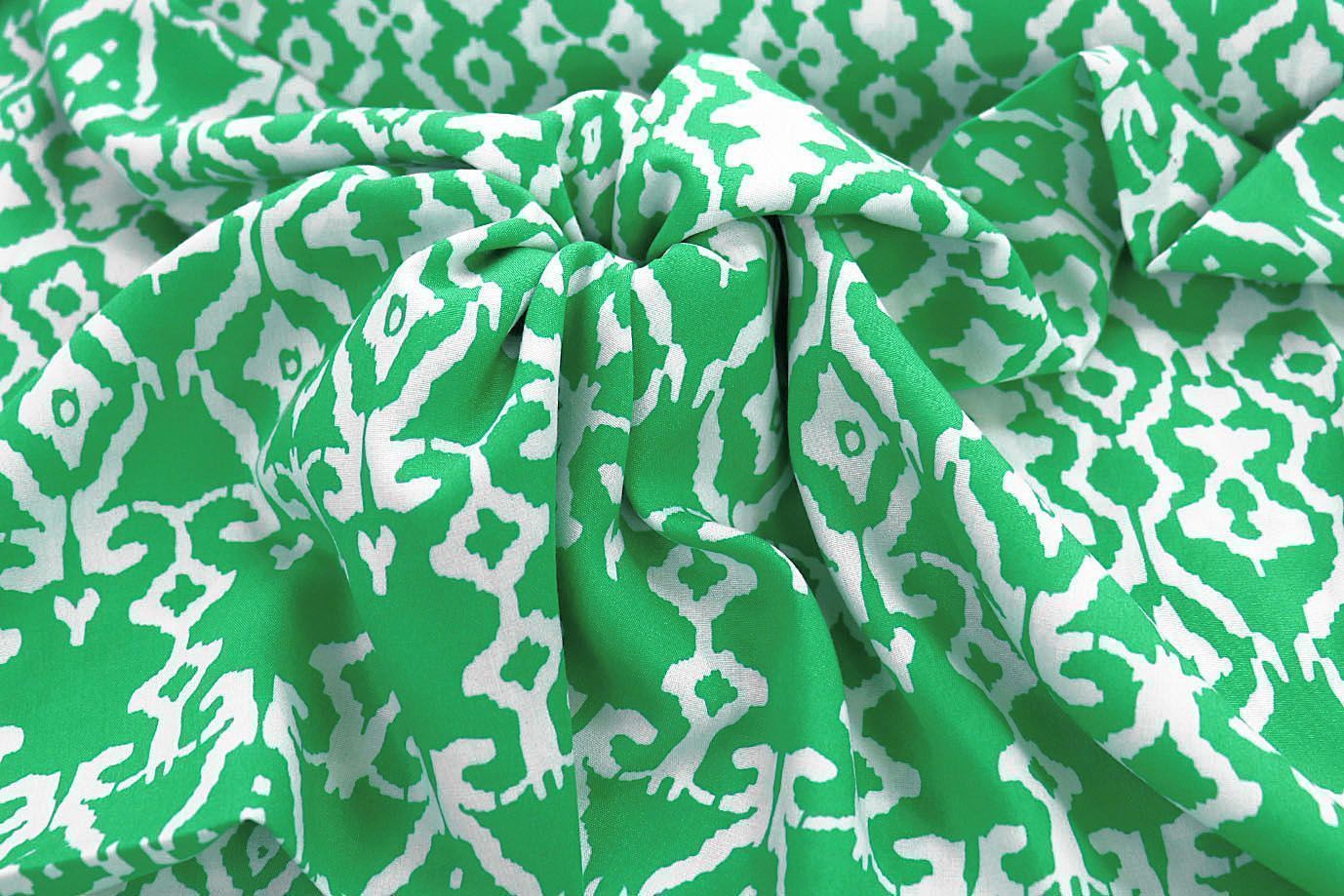 Штапель принт/узор белый на зеленом 1374-PY/D#52/C#2