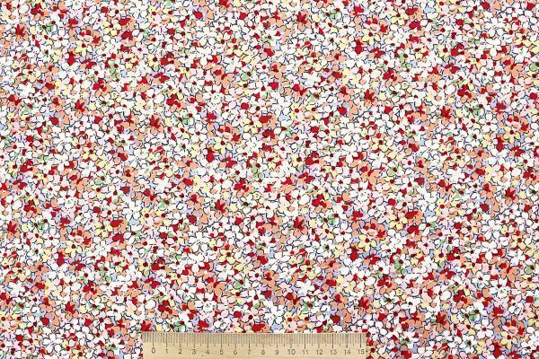 Штапель принт/цветы сине-оранжевые 4203-PY/D#6/C#4 (12473)