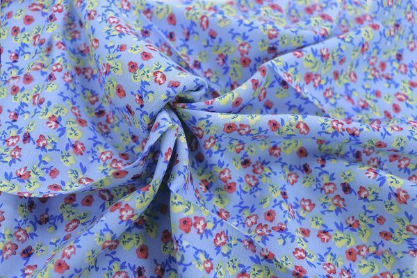 Штапель принт/цветы желто-розовые на голубом 3860-PY/D#45/C#2