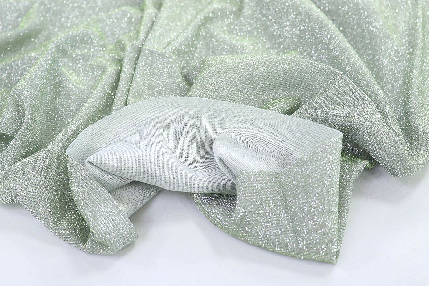 Трикотаж с люрексом на интерлоке/мятный 1327-PY/C#3