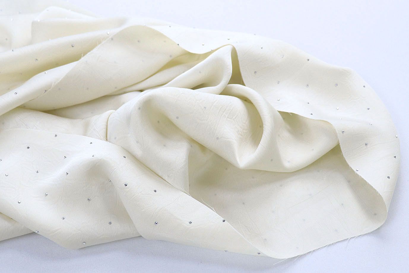 Сатин креш со стразами/кремовый 12355/C#3