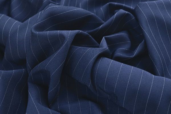 Костюмная ткань/полоска белая на темно-синем 4168-PY/C#17