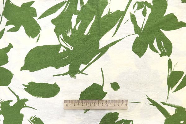 Лен БОХО принт/салатовый на молочном 4077-PY/D#1/C#8