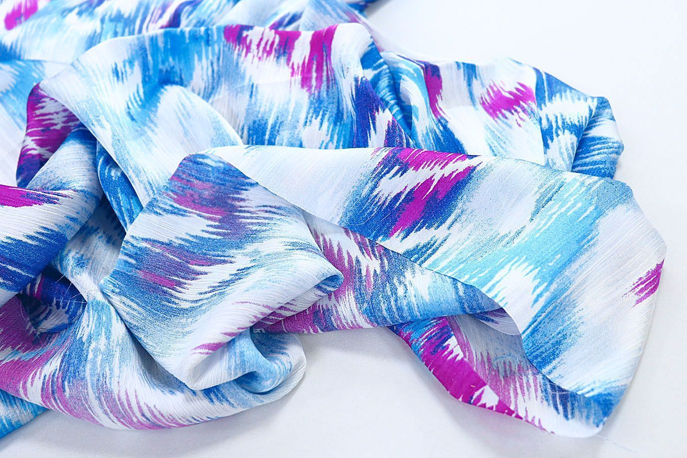 Сатин "София" креш принт/фиолетово-голубой на белом 3608-PY/D#3/C#2