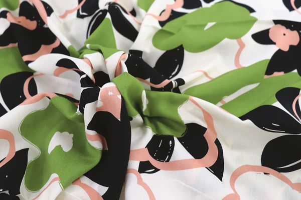 Штапель принт/чернозеленый на белом 1382-PY/D#16/C#2