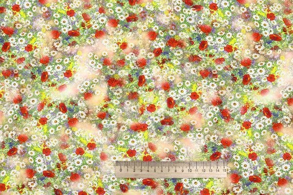 Штапель принт/цветы красно-желто-белые 4205-PY/D#29/C#2