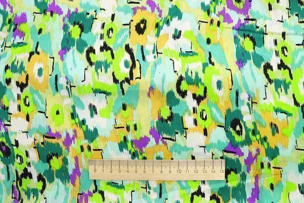 Сатин "София" креш принт/желто-бирюзовый 3608-PY/D#1/C#3