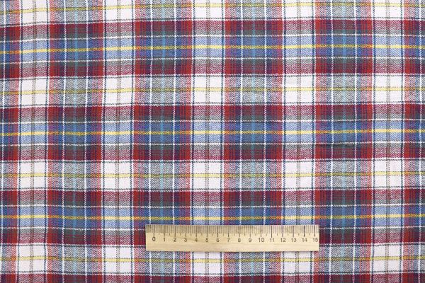 Рубашечная ткань принт/клетка сине-красная 4015-PY/D#36404/C#2