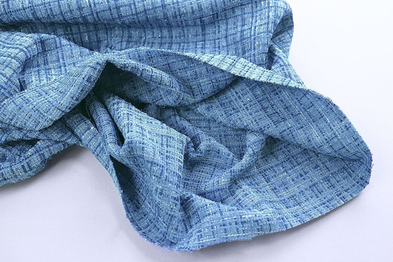 Пальтовая ткань "Шанель" принт/клетка синяя 1361-6536/C#34 (50311)