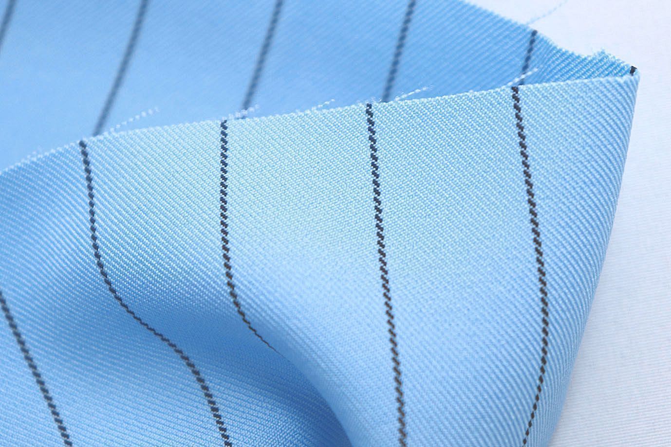 Костюмная ткань принт/полоска черная на голубом 3963-PY/C#4