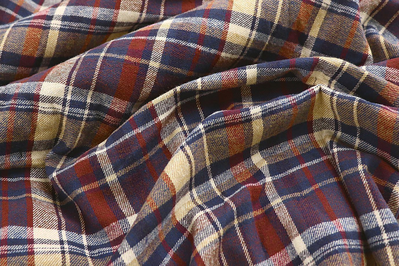 Рубашечная ткань принт/клетка красно-бежевая на синем 4015-PY/D#36398