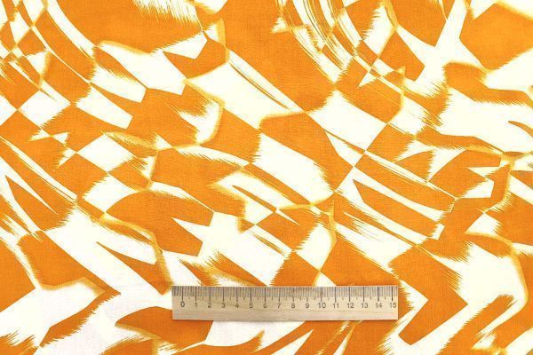 Штапель принт/оранжево-белый 1374-PY/D#18/C#6