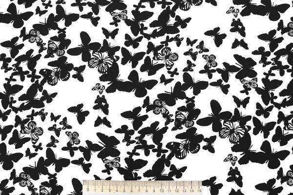Штапель принт/бабочки черные на белом 4203-PY/D#7/C#1