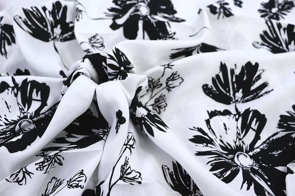 Штапель принт/цветы черные на белом 1382-PY/D#11/C#2