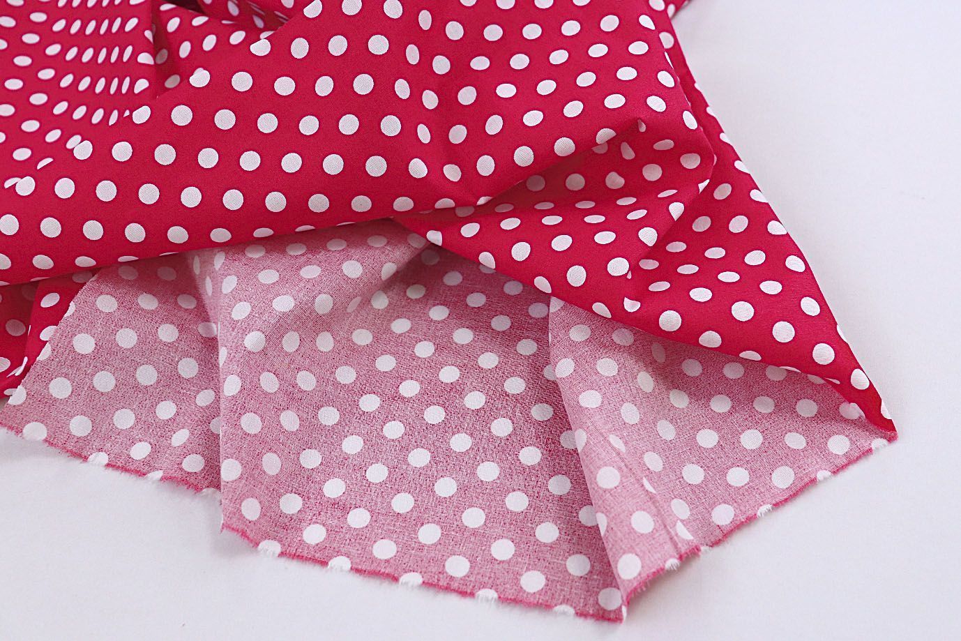 Хлопок "Поплин" стрейч принт/горох белый на красном 3716-PY/D#1/C#1