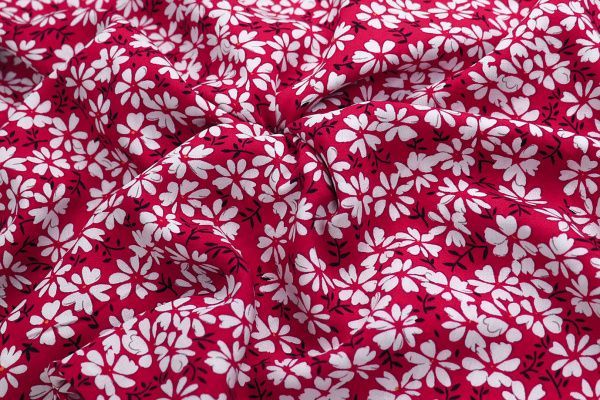 Штапель принт/цветы на малиновом 3198-PY/D#17/C#1