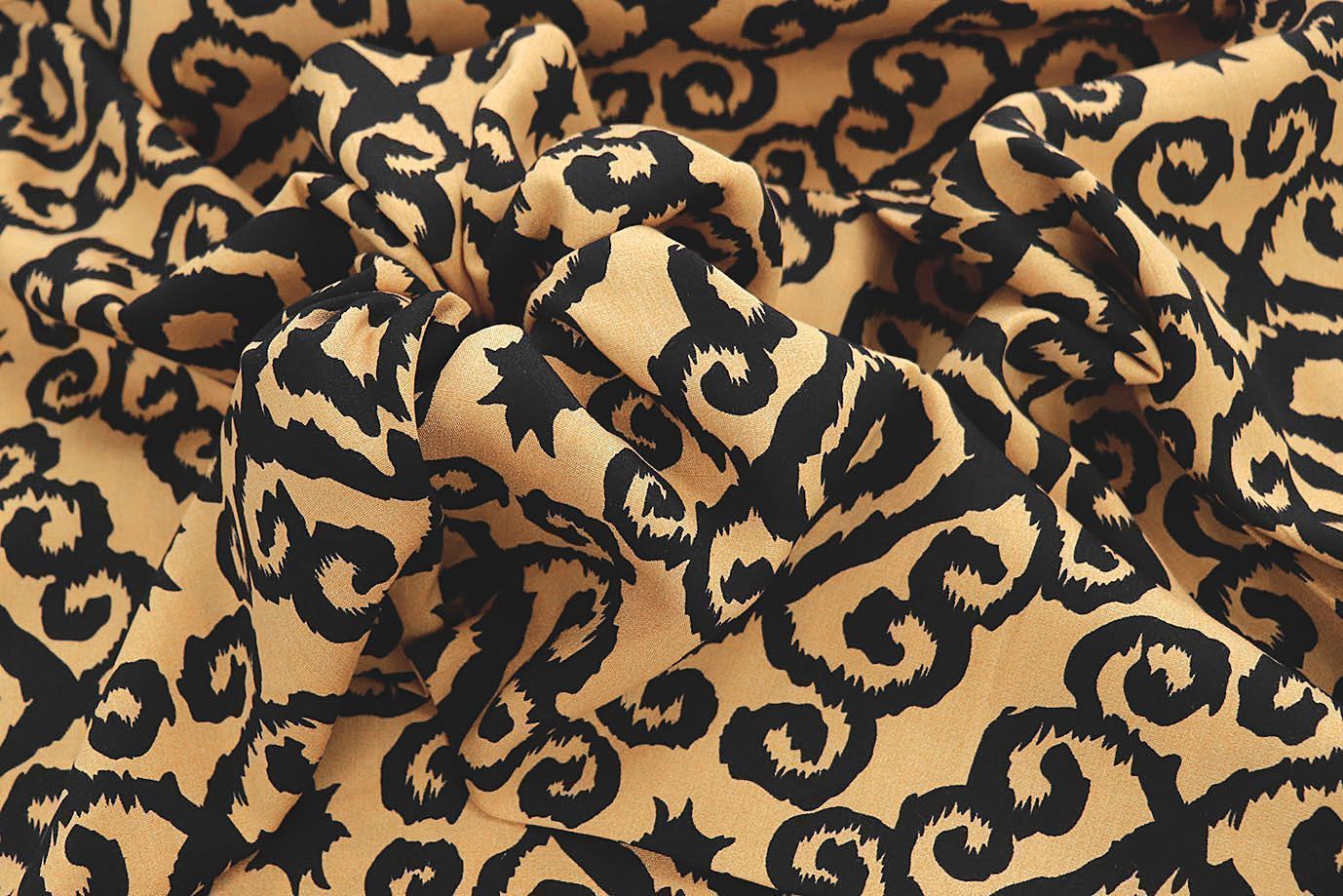 Штапель принт/узор черный на оранжевом 1374-PY/D#31/C#3