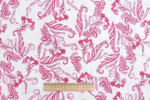 Муслин принт/цветы малиновые на белом 1393-PY/D#4/C#2