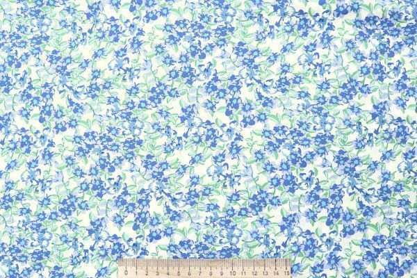 Штапель принт/цветы сине-зеленые на молочном 4203-PY/D#78/C#1 (12473)